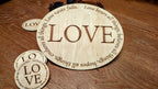 Love Never Fails Sign & Coasters (1 Cor. 13:7,8)