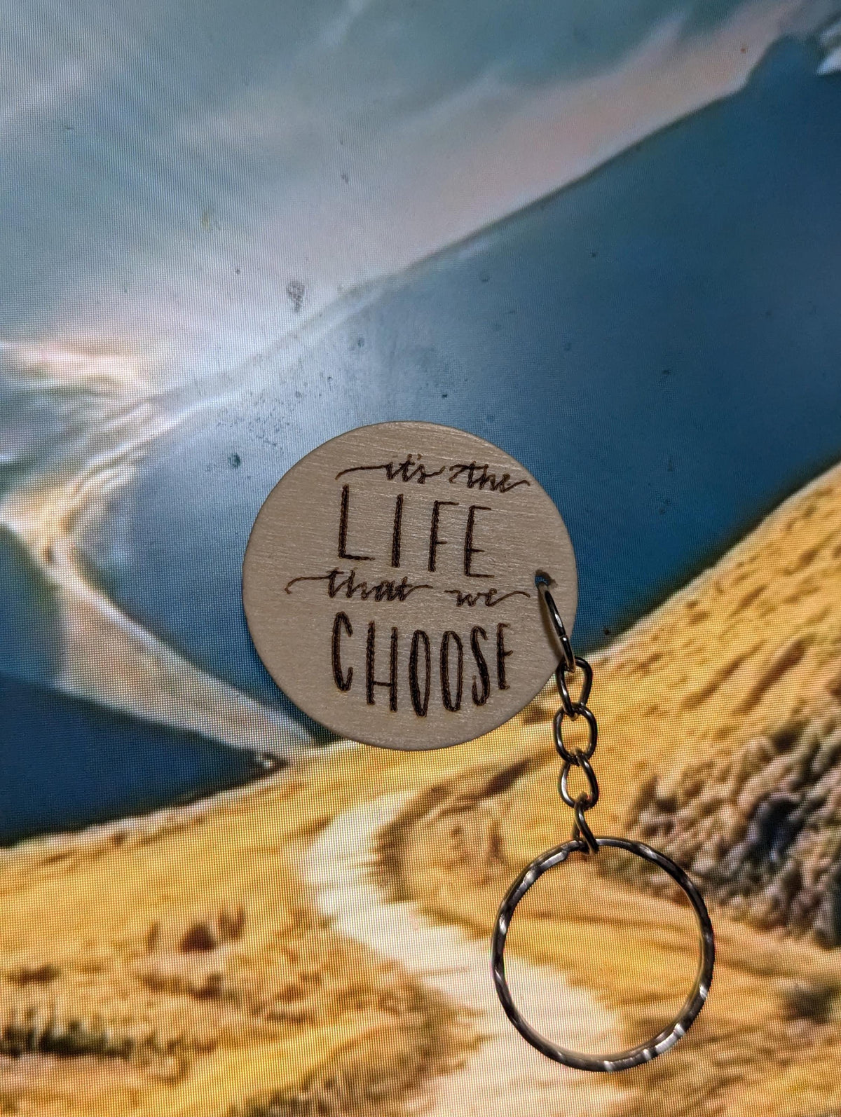 3-PACK "Its The Life That We Choose" Natural Wood Keychain\Fridge Magnet\Pin