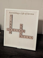 Pioneer School Gift for JW, Customizable Scrabble Art, Theocratic Scripture Frame, Jehovah's Witness Keepsake