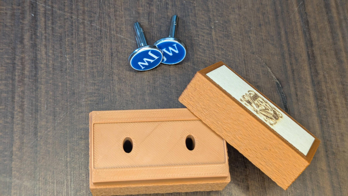 Personalized Cufflink Case - Custom Engraved Wood Inlay - Groomsman Gift