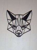 Geometric Fox Head Wall Art: 1/2" thick relief art, multiple colors, ready to hang, shown in the main close-up listing view with its overall design visible.