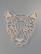 Geometric Panther Wall Art: 1/2" thick relief art, multiple colors, ready to hang, shown in another listing view highlighting visible design details.