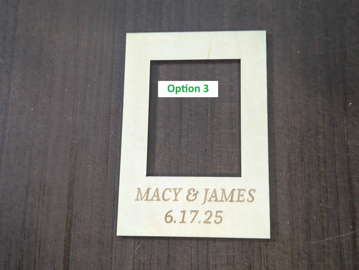 Personalized Mini Photo Frame Magnet: Custom Engraved Baltic Birch Wedding Favor