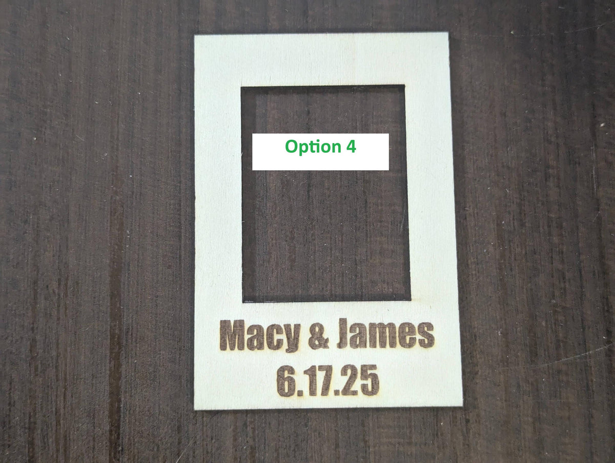 Personalized Mini Photo Frame Magnet: Custom Engraved Baltic Birch Wedding Favor