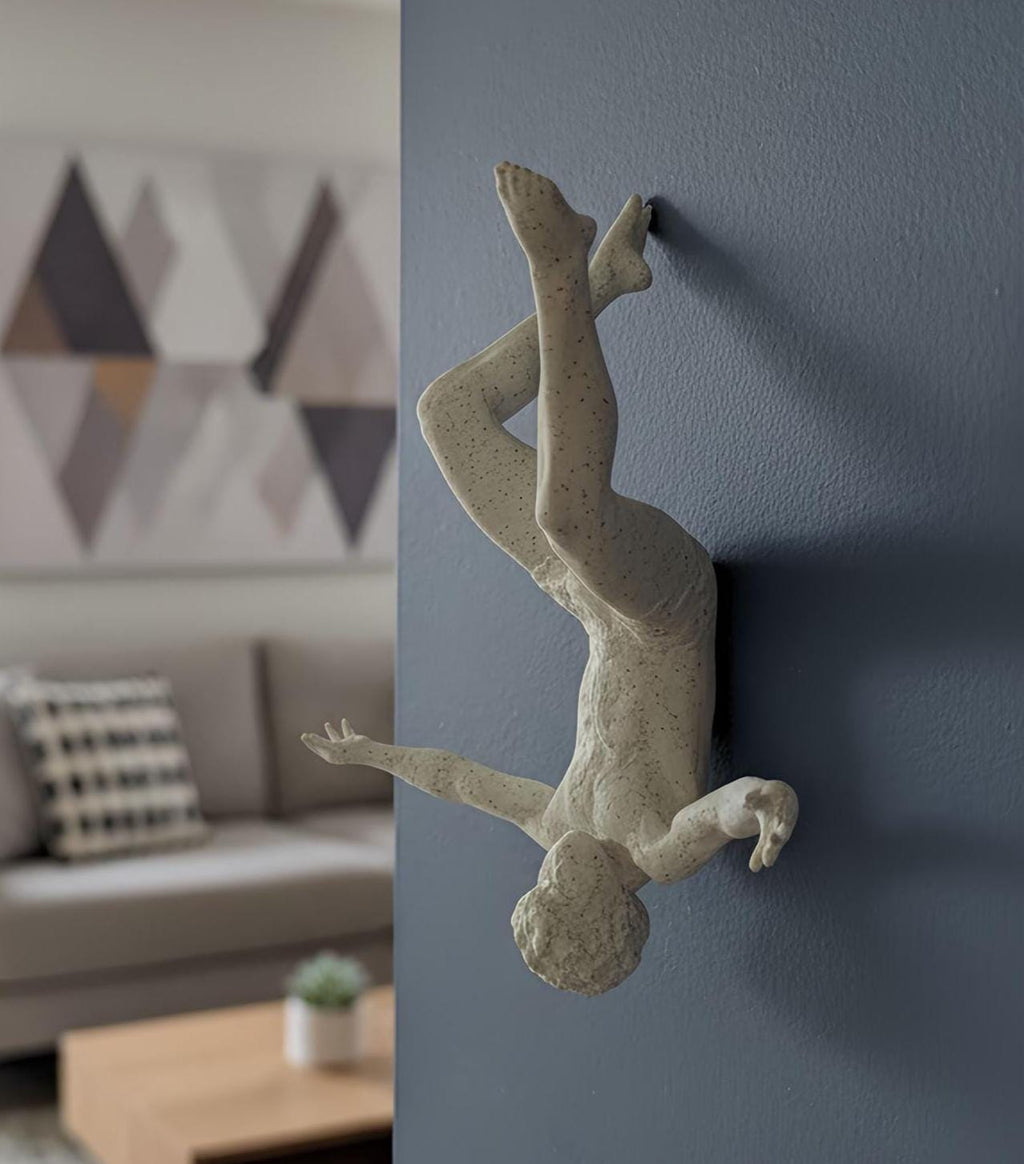 Floating Figure Wall Sculpture: Modern Art Deco Statue, shown in the main close-up listing view with its overall design visible.