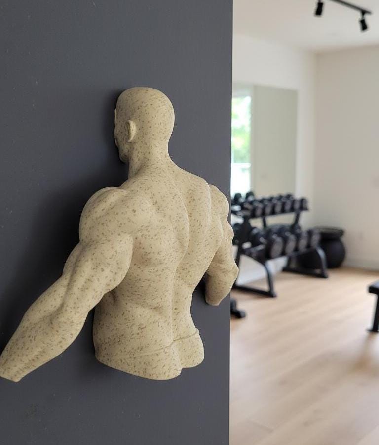 Muscular Back Sculpture: Stone/Marble Finish Anatomy Art, shown in the main close-up listing view with its overall design visible.