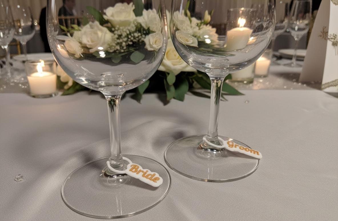 Custom Name Wine Glass Charms: Personalized Wedding Place Cards