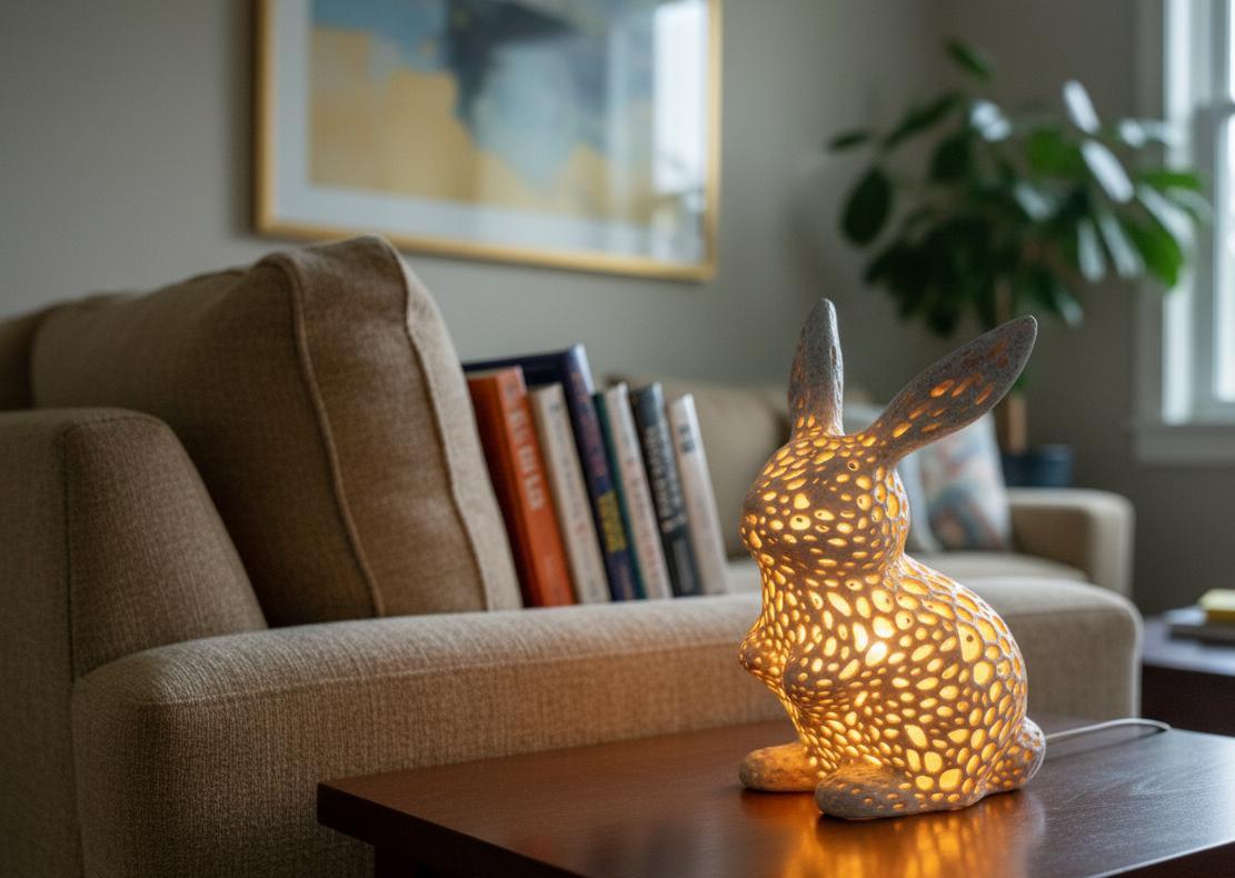 Voronoi Bunny Lamp - Multiple Sizes - Woodland Nursery Night Light, shown in listing image 4 with additional visible details or options.