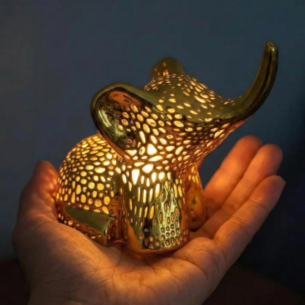 Boho Elephant Lamp, Geometric Nursery Night Light, Wildlife Zen Decor (USB)
