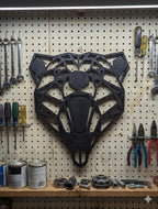 Geometric Bear Head: 1/2" thick relief art, multiple colors, ready to hang, shown in an additional close-up listing view with visible shape and details.