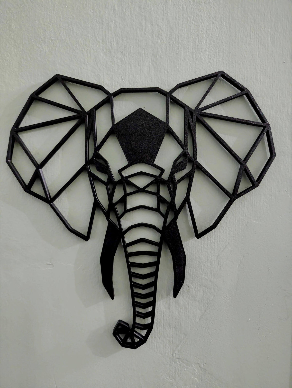 Geometric Elephant Wall Art: 1/2" thick relief art, multiple colors, ready to hang, shown in an additional close-up listing view with visible shape and details.