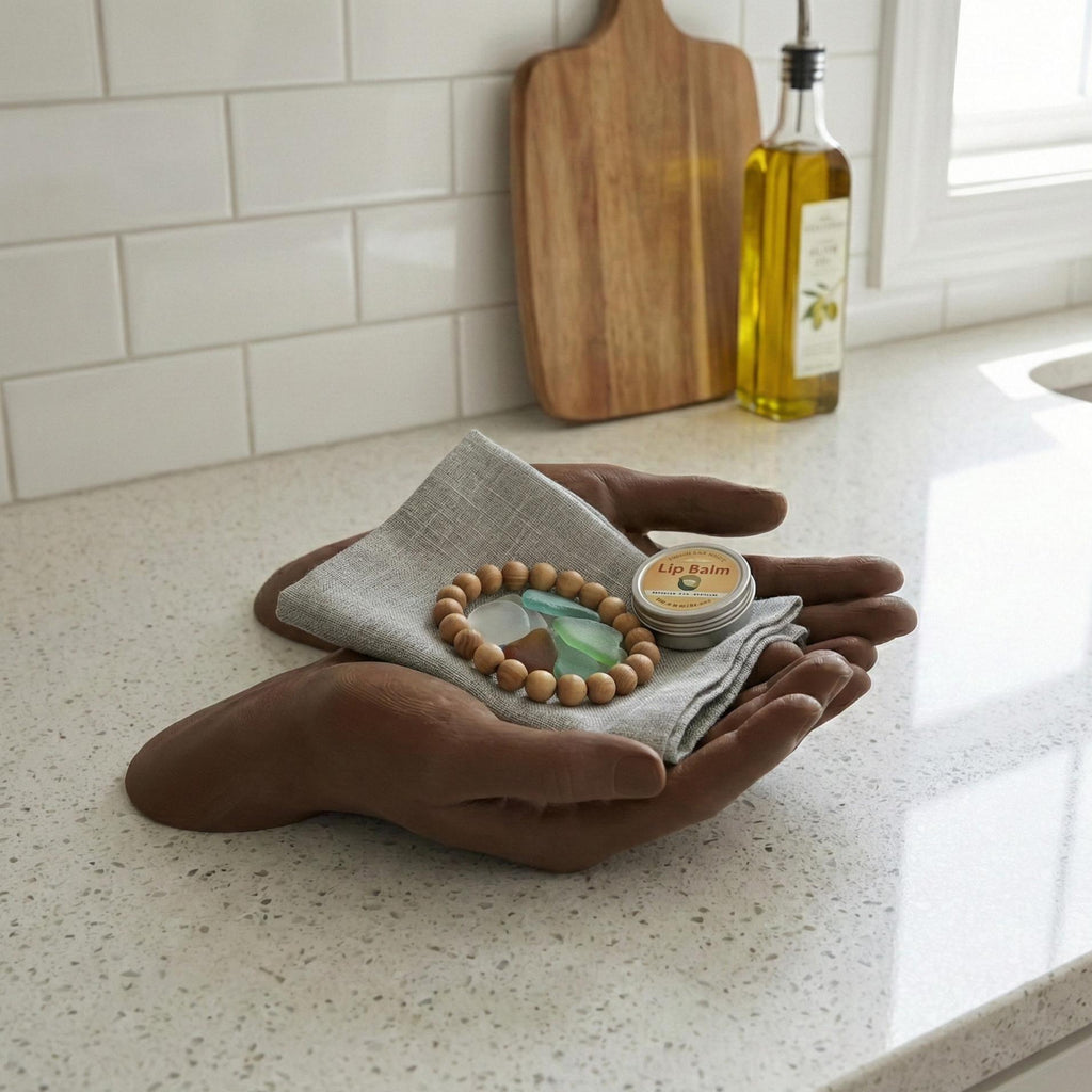 Cupped Hands Catchall Bowl - Artistic Entryway Key Holder, Modern Hand Sculpture & Jewelry Dish, shown in listing image 5 with additional visible details or options.