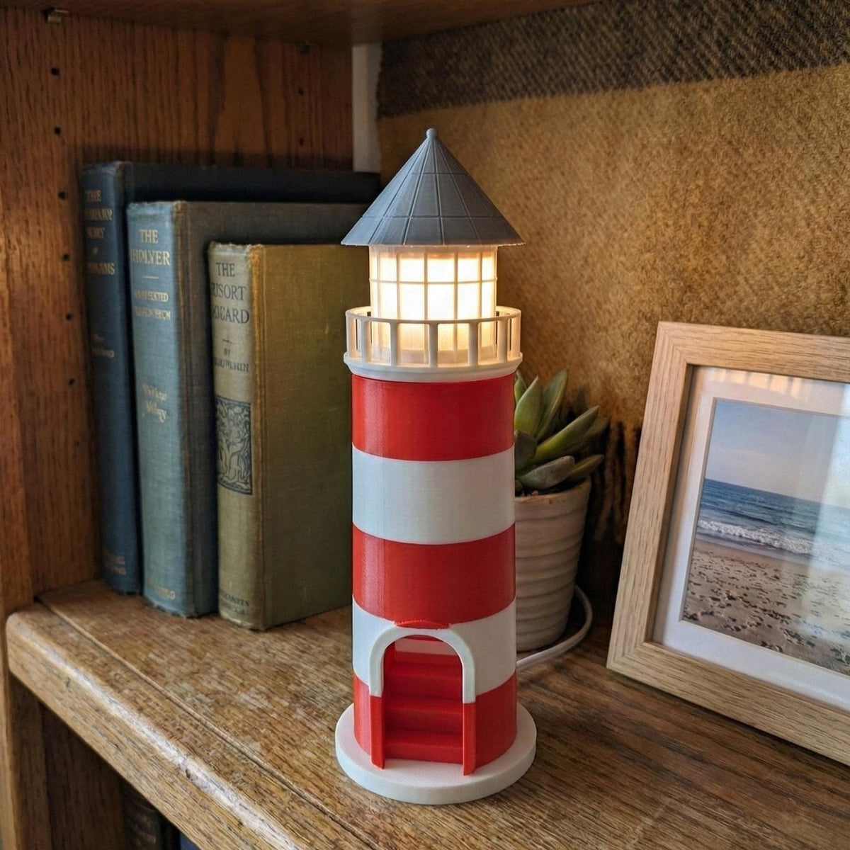Coastal Lighthouse Lamp, Nautical Nursery Decor, Beach House Table Lamp, Gift for Sailors, Unique Bedside Lamp, 10, shown in another listing view highlighting visible design details.