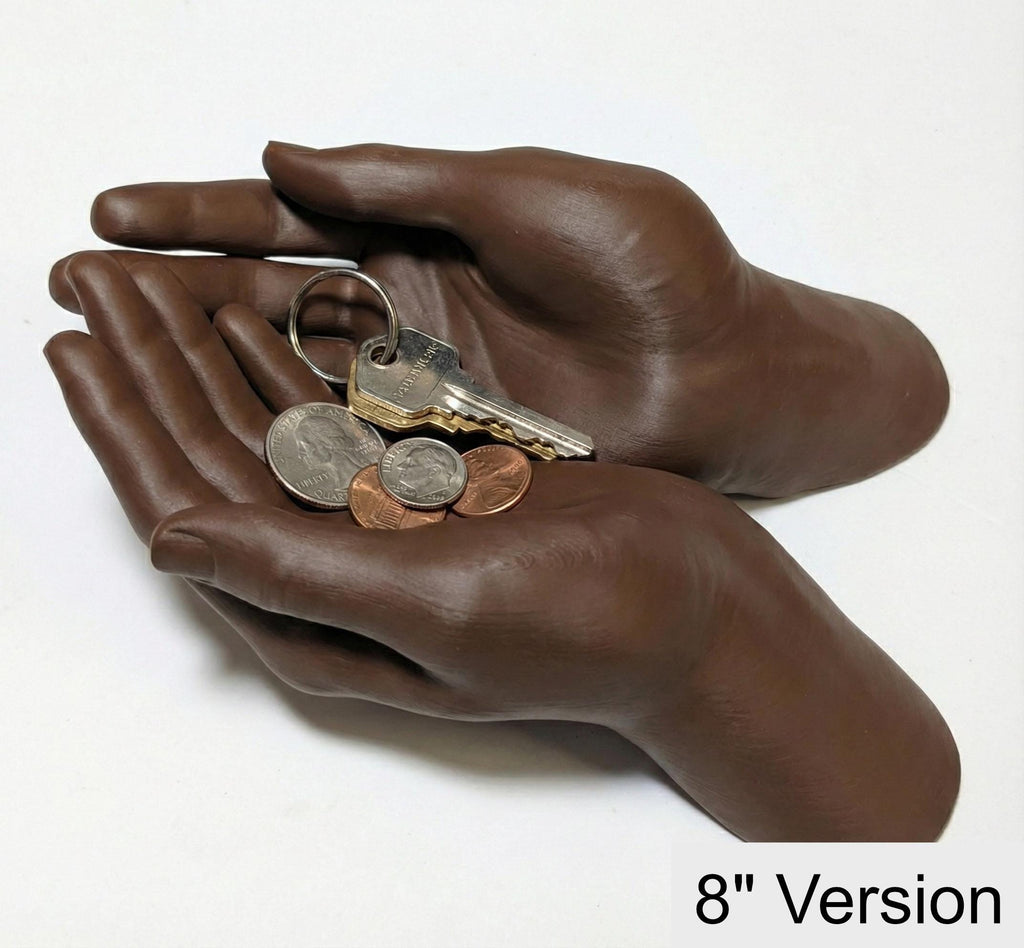 Cupped Hands Catchall Bowl - Artistic Entryway Key Holder, Modern Hand Sculpture & Jewelry Dish, shown in another listing view highlighting visible design details.