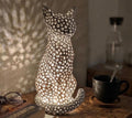 Boho Cat Accent Lamp, many colors available, Geometric Nursery Night Light, Geometric Pet Statue, Gift for Cat, shown in the main close-up listing view with its overall design visible.