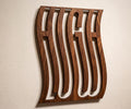 High-Low Rhythm: Typographic Illusion Wall Art, Floating Birch Wood Decor, Minimalist Modern Sign, Laser Cut Wood Art, shown in the main close-up listing view with its overall design visible.
