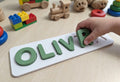 Personalized Name Puzzle, Custom Toddler Learning Toy, Eco-Friendly Educational Decor (Plant-Based Plastic), shown in the main close-up listing view with its overall design visible.