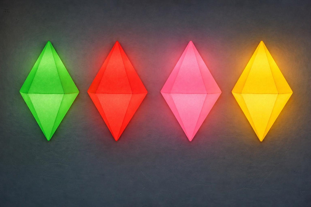 Plumbob Wall Light, Multiple Colors, USB powered, Gamer Room Decor, Sims Fan Gift, Geometric Sconce, shown in another listing view highlighting visible design details.