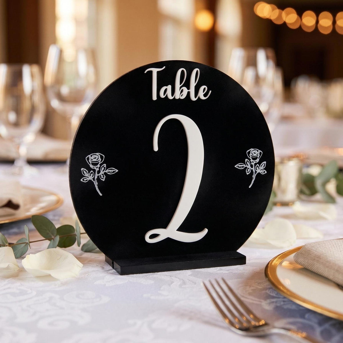 Elegant Arch Rose Table Numbers, Minimalist Botanical Event Decor, shown in the main close-up listing view with its overall design visible.