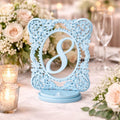 Ornate Filigree Table Numbers, Rococo Style Wedding Decor, Elegant Reception Signage, shown in the main close-up listing view with its overall design visible.