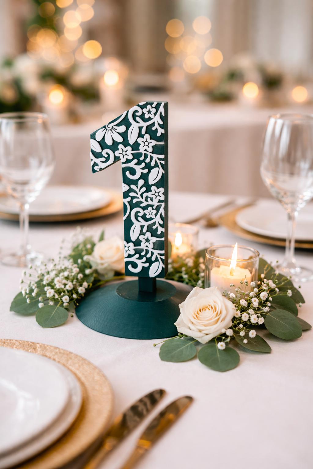 Elegant Floral Vine Table Numbers for Garden Weddings, shown in the main close-up listing view with its overall design visible.