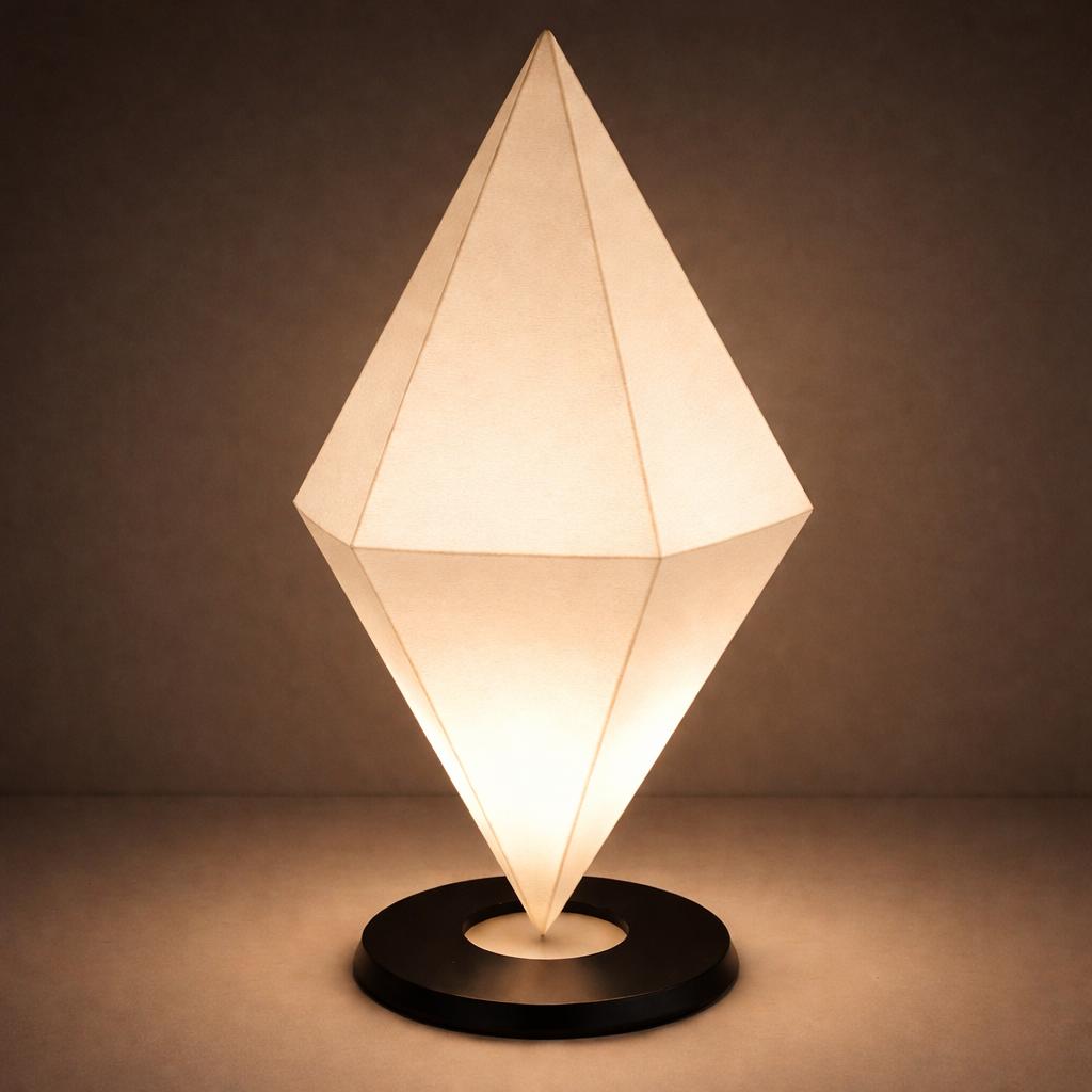 The Floating Diamond: An Ethereal Modern Prism Lamp, Multiple Colors, shown in the main close-up listing view with its overall design visible.