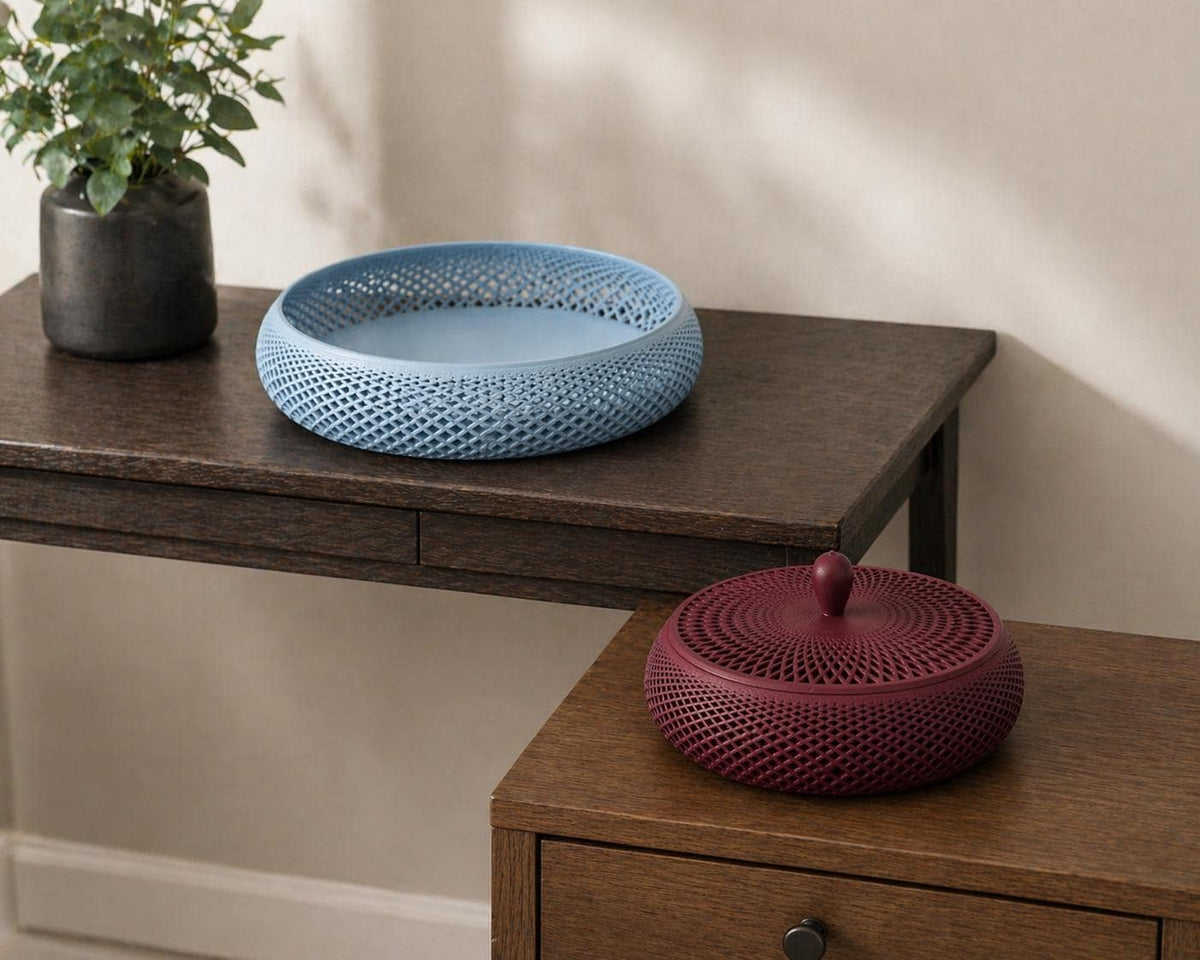 Modern Lattice Catchall Bowl with Optional Lid, shown in the main close-up listing view with its overall design visible.