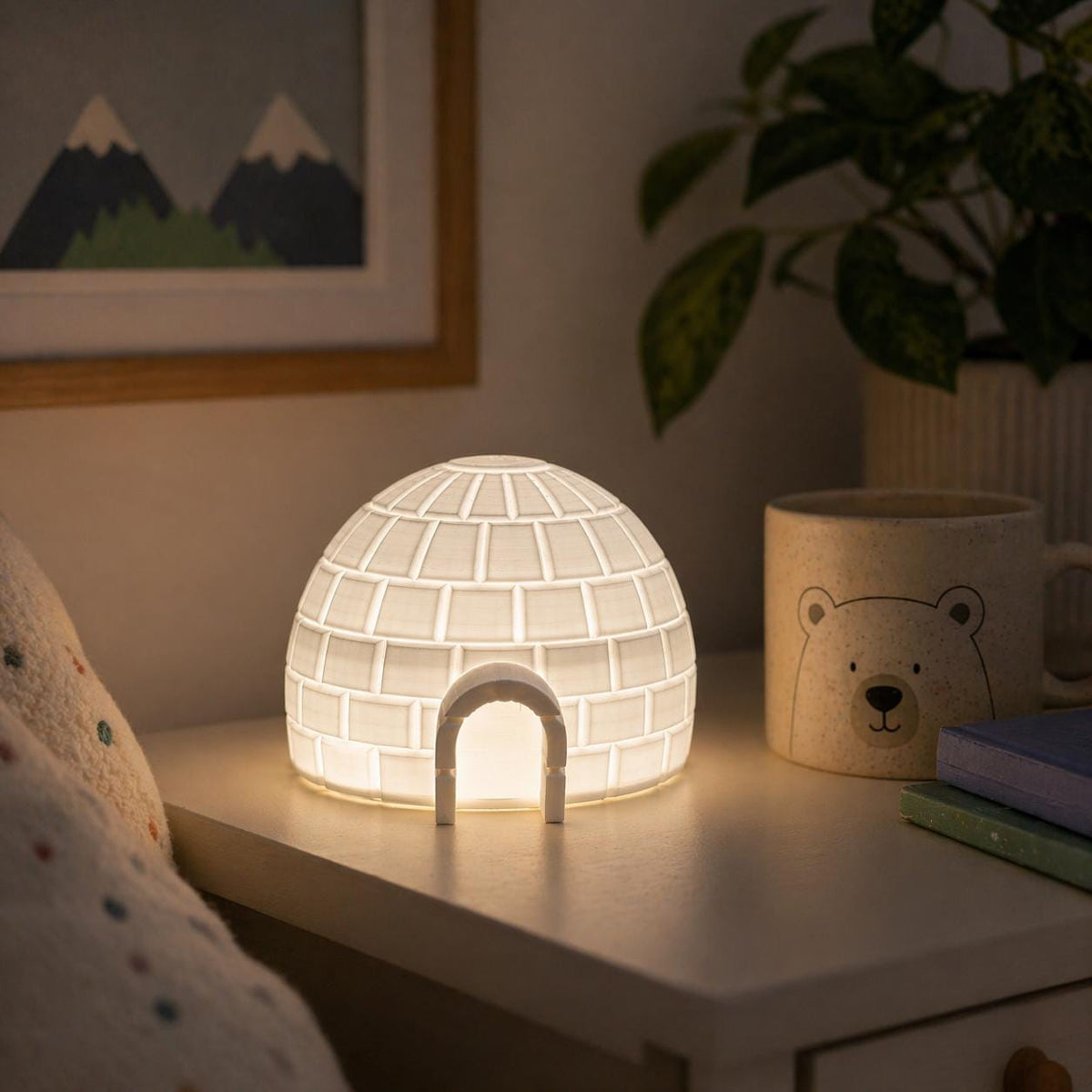 Igloo Glow Lamp – Cozy Arctic Night Light, Kids Room Accent, Soft Ambient Table Lamp, shown in the main close-up listing view with its overall design visible.
