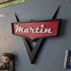 Custom Race Car Name Sign, Modern Cars-Themed Pixar Decor, shown in the main close-up listing view with its overall design visible.