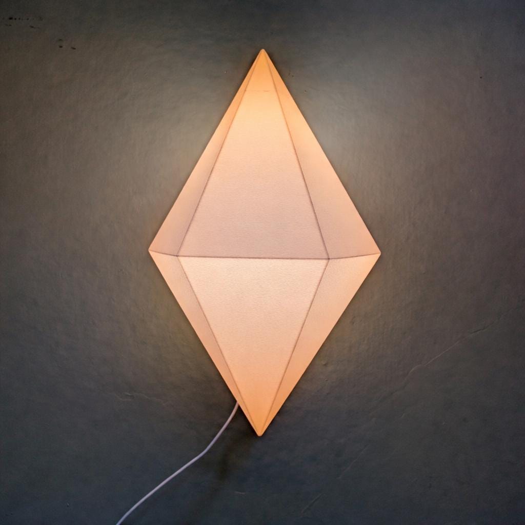 The Flying Diamond, Modern Floating Accent Lamp, Artistic Diamond Sconce, Many Colors (USB Powered), shown in the main close-up listing view with its overall design visible.