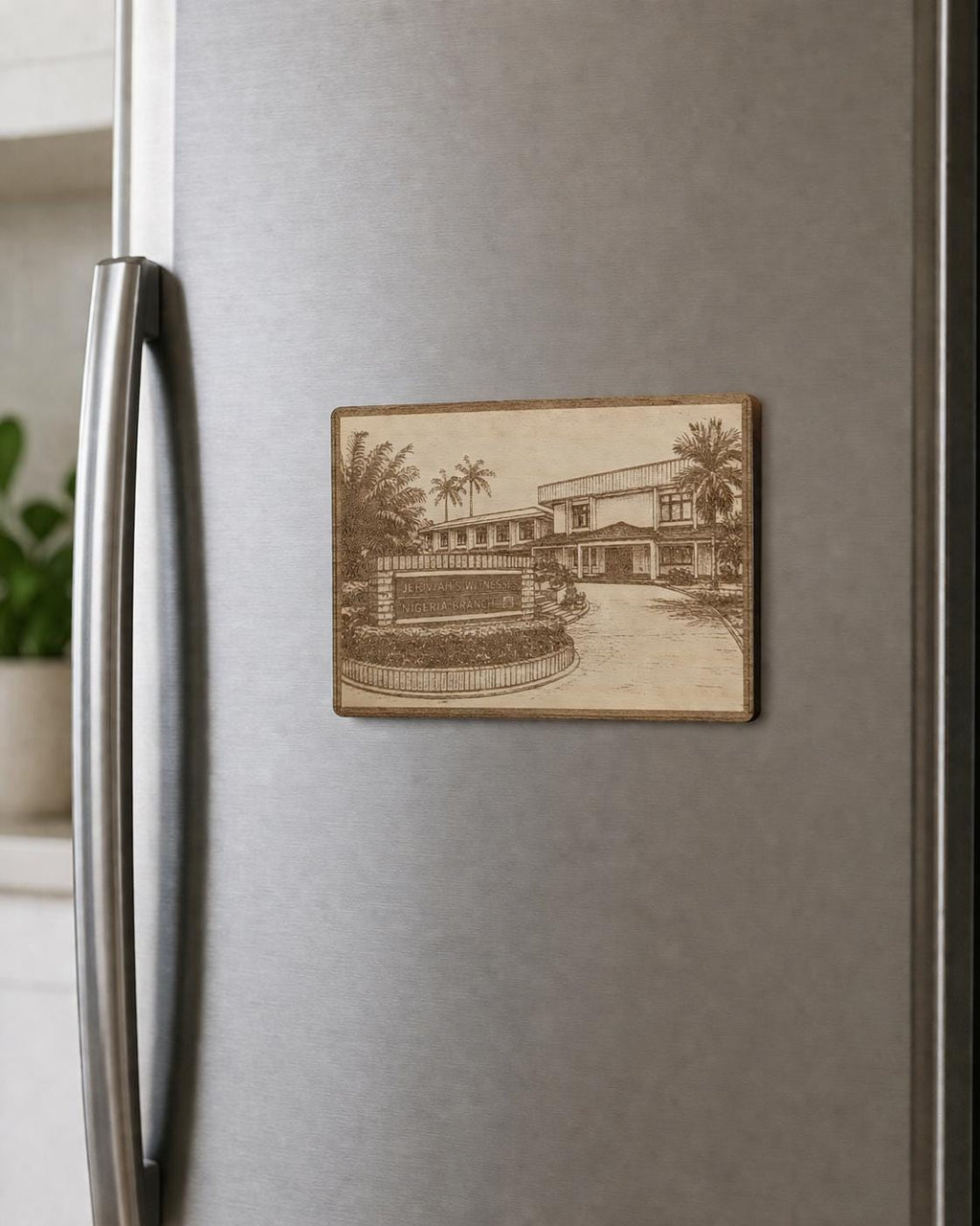 Nigeria Branch of Jehovah's Witnesses Magnet\Plaque, Bethel Souvenir, shown in the main close-up listing view with its overall design visible.