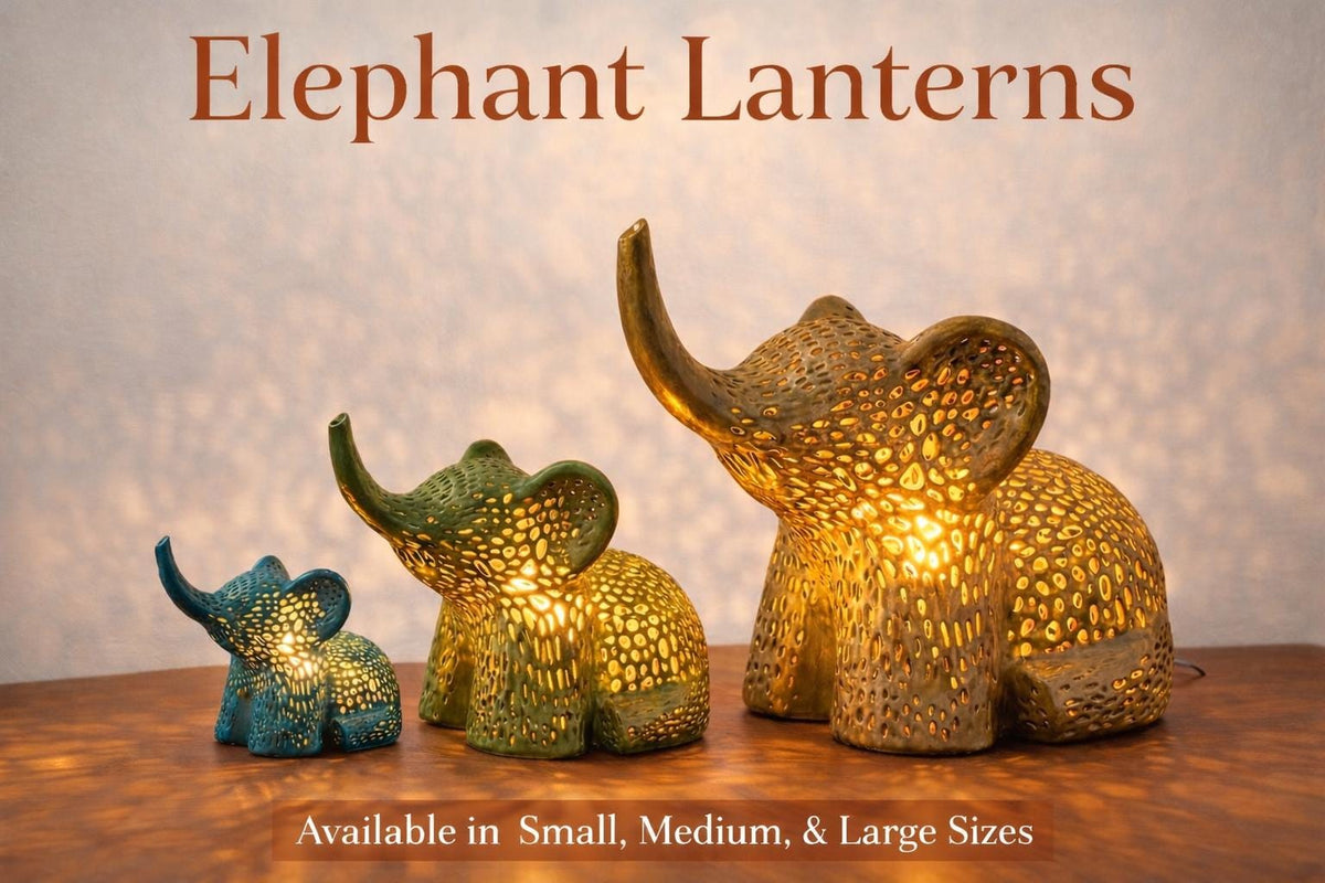 Boho Elephant Lamp, Geometric Nursery Night Light, Wildlife Zen Decor (USB)