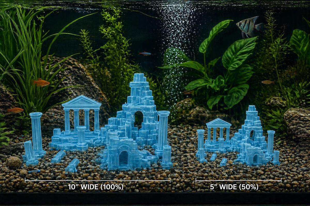 Ancient Ruins Aquarium Decor – 6" & 10" Greek Temple Scape – Fish Tank Ornament – Stone Style Aquascape, shown in listing image 5 with additional visible details or options.