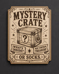 Mystery Crate Birch Wood Sign, Gamer Loot Box Wall Decor, shown in the main close-up listing view with its overall design visible.
