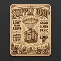 Supply Drop Wood Engraved Gamer Wall Art, Birch Loot Crate Poster Sign, shown in the main close-up listing view with its overall design visible.
