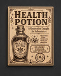 Health Potion Birch Wood Wall Art, Fantasy Apothecary Game Room Decor, shown in the main close-up listing view with its overall design visible.