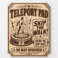 Teleport Pad Wood Sign, Retro Sci Fi Gamer Wall Art, Laser Engraved Birch Decor, shown in the main close-up listing view with its overall design visible.