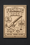 Retro Fishing Rod Wood Sign, Pixel Fishing Wall Art, Gamer Fishing Decor, Funny Angler Gift, shown in the main close-up listing view with its overall design visible.