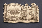 Additional view of Broken Fence Birch Plaque Inspirational Encouragement Wall Art, showing the natural birch grain and engraved artwork.