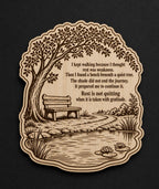Additional view of Rest Is Not Quitting Birch Plaque Inspirational Wall Art, showing the natural birch grain and engraved artwork.