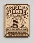 Stone Furnace Birch Wood Wall Decor, Retro Gaming Workshop Sign, shown in the main close-up listing view with its overall design visible.