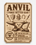 Fantasy Blacksmith Anvil Birch Wall Sign, Forge Workshop Decor, shown in the main close-up listing view with its overall design visible.