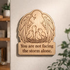 Additional view of Protective Bird Wood Plaque Encouragement Quote Sign Comforting Birch Wall Art With Nest, showing the natural birch grain and engraved artwork.