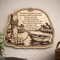 Front close-up of Held Fast Boat Birch Plaque Inspirational Wall Art, showing dark engraving on natural birch wood.