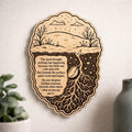 Front close-up of Hidden Growth Birch Plaque Inspirational Seed Wall Art, showing dark engraving on natural birch wood.