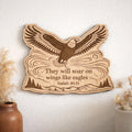 Isaiah 40:31 Wood Scripture Plaque, Eagle Wall Decor, Birch Bible Verse Sign, shown in the main close-up listing view with its overall design visible.