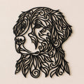Close-up of Bernese Mountain Dog filigree wall art in black at accurate 12-inch scale