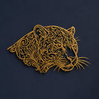 Close-up of Cat Head filigree wall art in Purple in a contrasting room