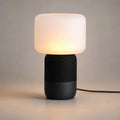 MeshGlow ambient table lamp in Monochrome with Black lattice base and smooth White shade