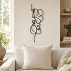 Mother and Child wall art in black, shown at 12-inch scale in a modern living room